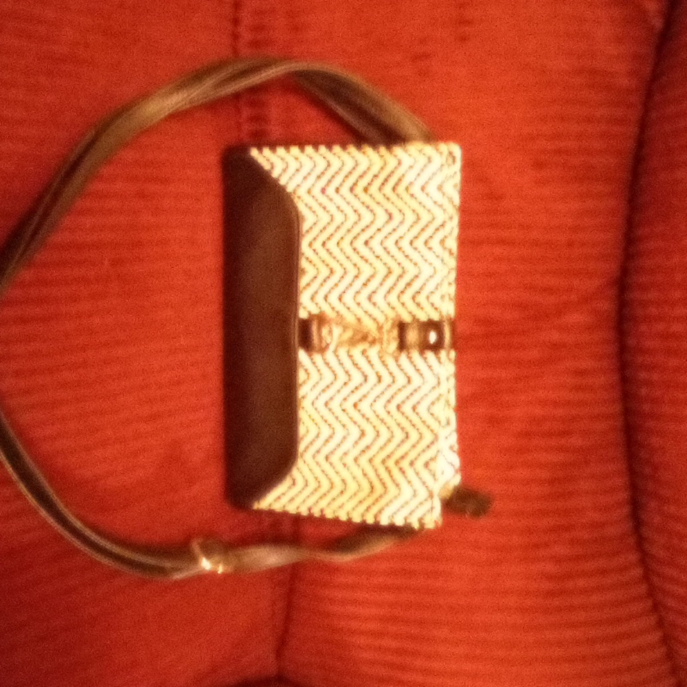 Cato woven black and white crossbody purse